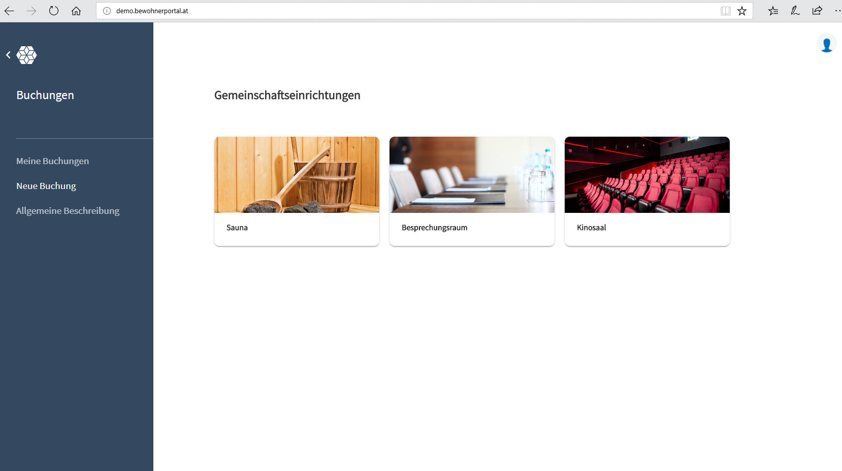 Bewohnerportal: Übersicht über die Gemeinschaftseinrichtungen. Bewohnerportal: Übersicht über die Gemeinschaftseinrichtungen.